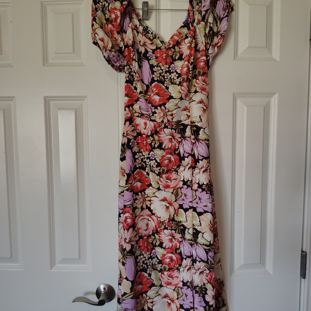 Lily Rose Black Floral‎ Midi Dress